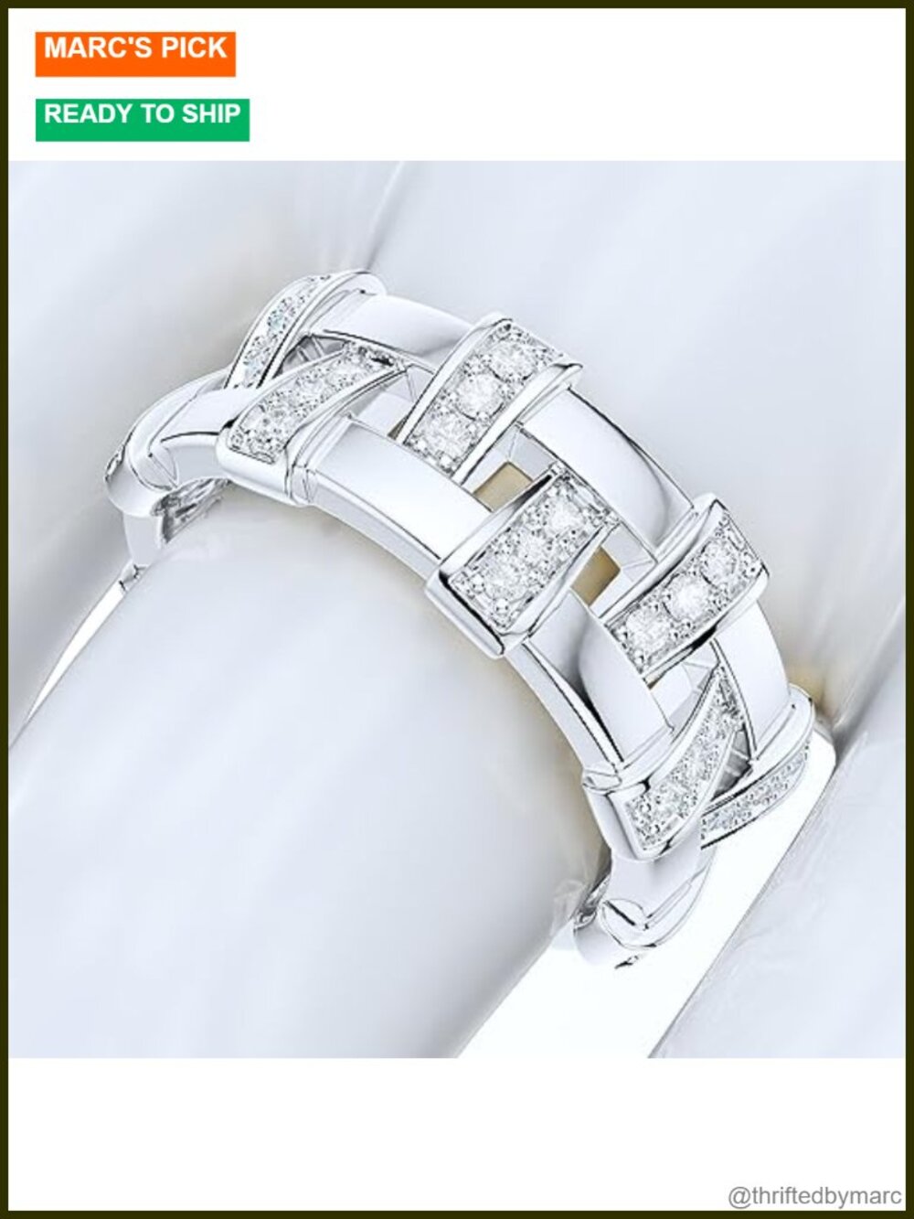 Sterling Silver Moissanite Eternity Ring Wedding Band - Picture 4 of 5